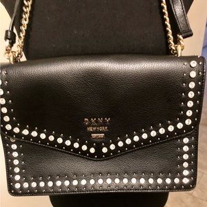Gorgeous DKNY Leather Rhinestone Studded Purse.